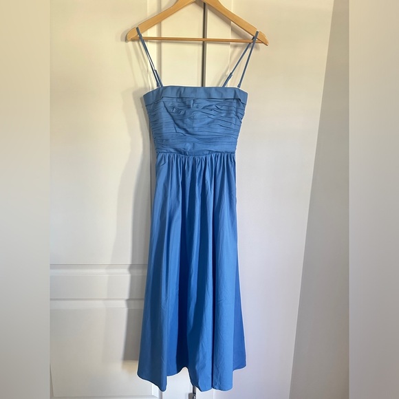 NEW Reformation Lissa Cotton  Midi Dress Azure Blue Removable Strap | sz 4 - Picture 6 of 13